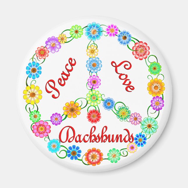 Imán Peace Love Dachshunds (Frente)