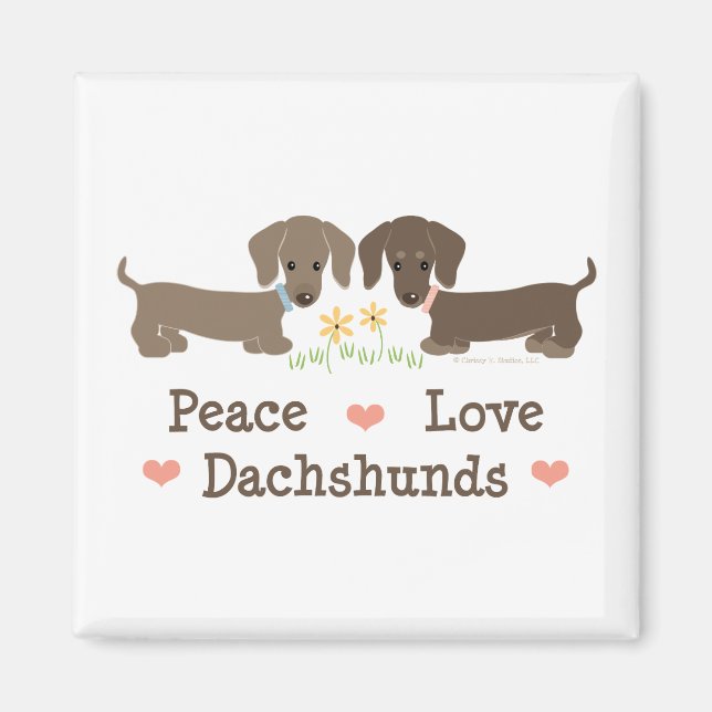 Imán Peace Love Dachshunds Magnet (Frente)