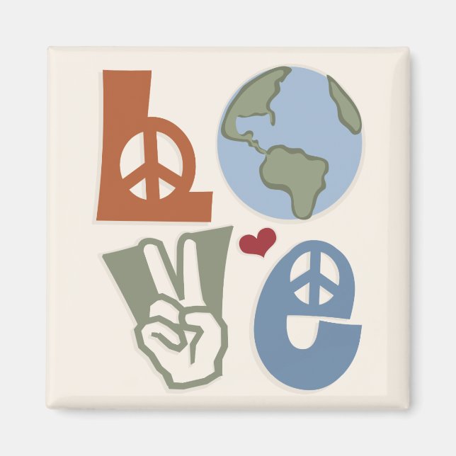 Imán Peace Love Earth Magnet (Frente)