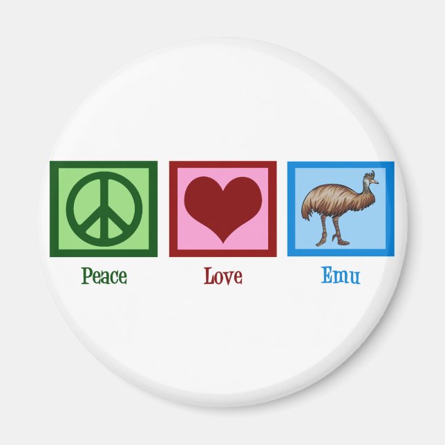 Imán Peace Love Emu (Frente)