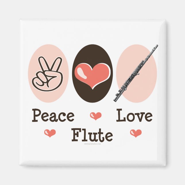 Imán Peace Love Flute Magnet (Frente)