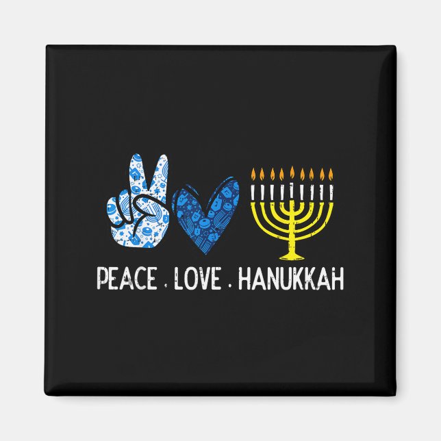 Imán Peace Love Hanukkah Retro Chanukah Jewish Men Wome (Frente)