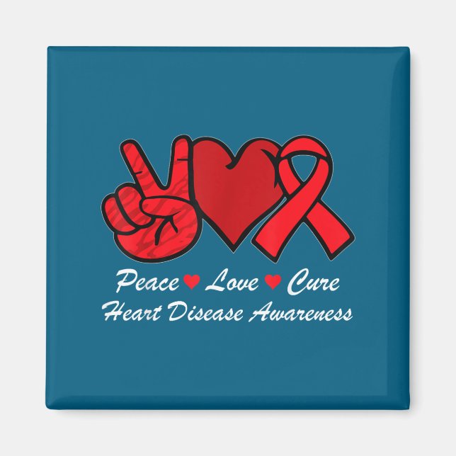 Imán Peace Love Heart Disease Awareness Chd Suprt Wear  (Frente)