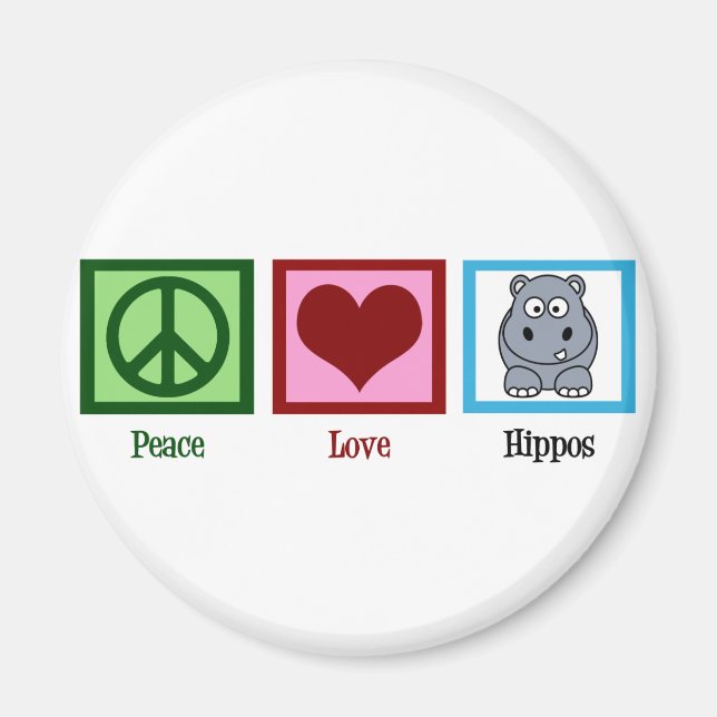 Imán Peace Love Hippos (Frente)