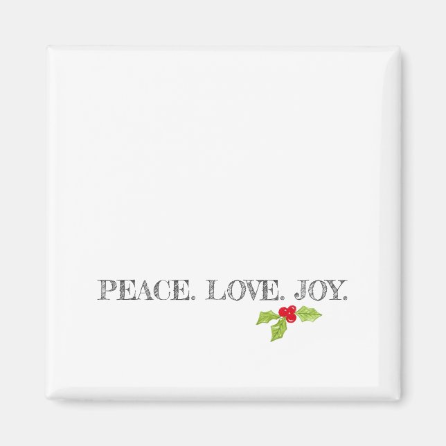 Imán Peace Love Joy Holly Merry Navidad (Frente)
