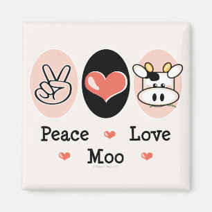 Imán Peace Love Moo Cow Magnet