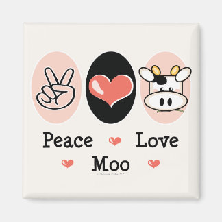Imán Peace Love Moo Cow Magnet