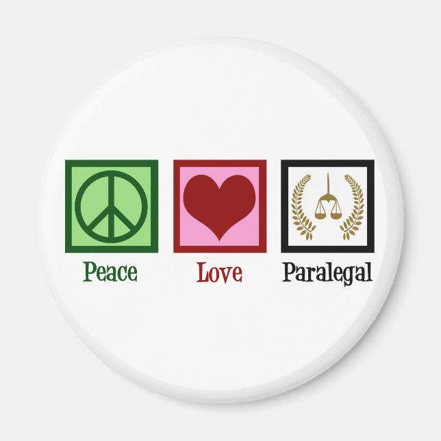 Imán Peace Love Paralegal (Frente)