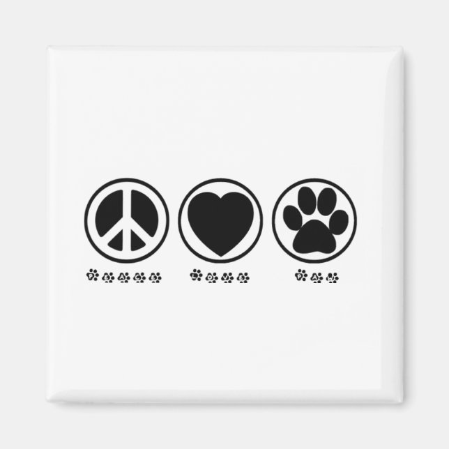Imán Peace Love Paw (Frente)