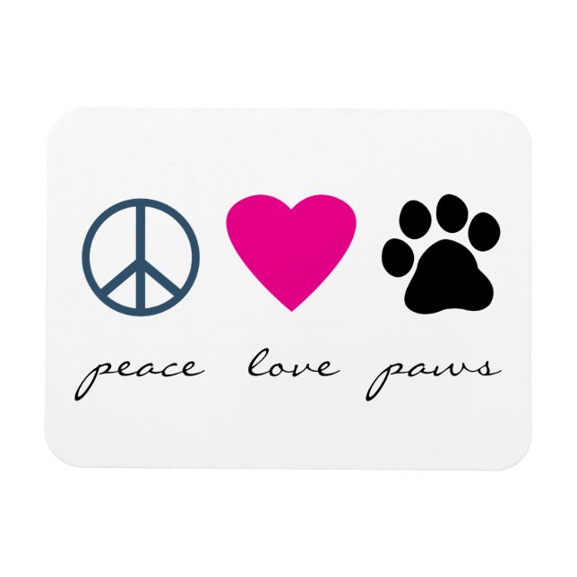 Imán Peace Love Paws (Horizontal)