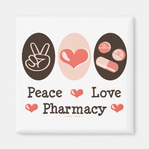 Imán Peace Love Pharmacy Magnet