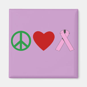 Imán Peace Love Pink Ribbon T camisetas, Mugs