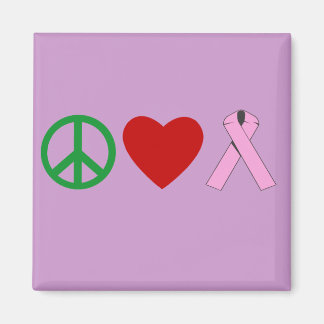 Imán Peace Love Pink Ribbon T camisetas, Mugs