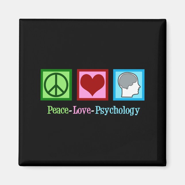 Imán Peace Love Psychology Cute Psychologist  (Frente)