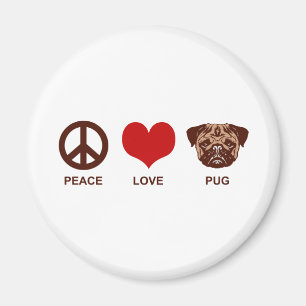 Imán Peace Love Pug