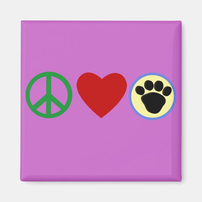 Imán Peace Love Puppy Paws T camisetas, Regalos (Frente)