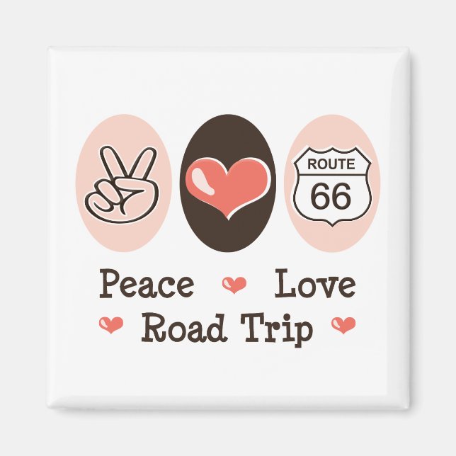 Imán Peace Love Road Trip Route 66 Magnet (Frente)