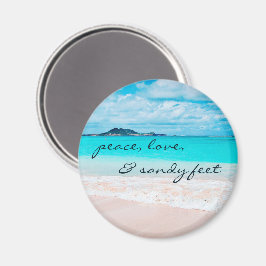 Imán Peace Love Sandy Feet Hawaii Tropical Beach Photo