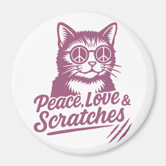Imán Peace, Love & Scratches Funny Cat
