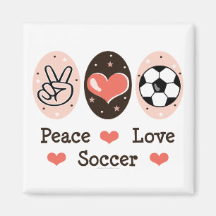 Imán Peace Love Soccer Magnet
