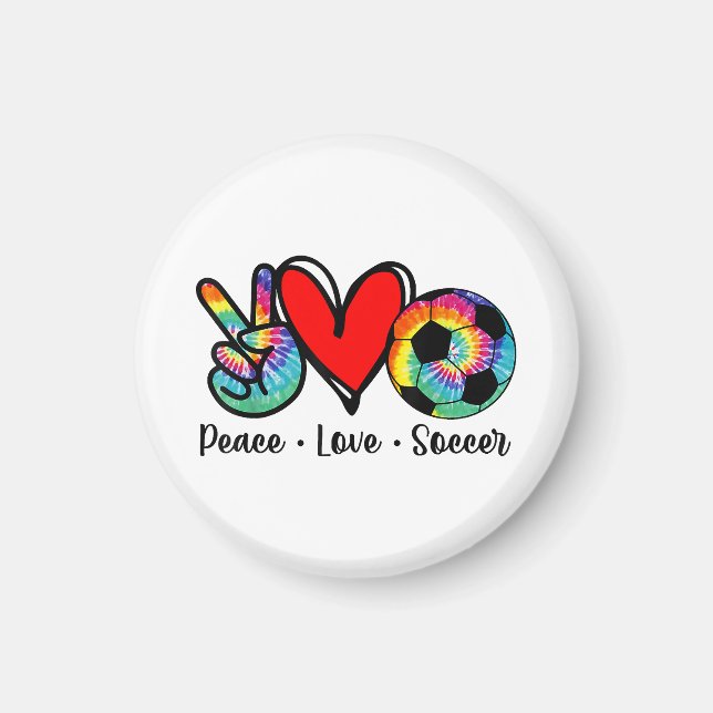 Imán Peace Love Soccer Tie Dye Design Mujeres Jóvenes C (Frente)