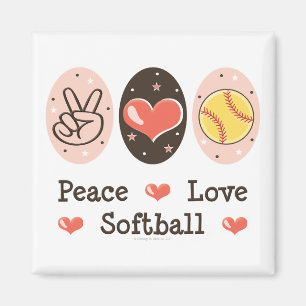 Imán Peace Love Softball Magnet