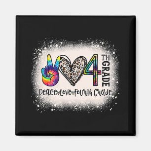 Imán Peace Love Teacher de cuarto grado Chicas de vuelt