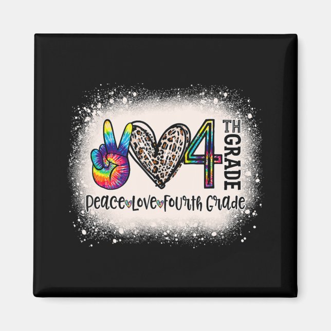 Imán Peace Love Teacher de cuarto grado Chicas de vuelt (Frente)