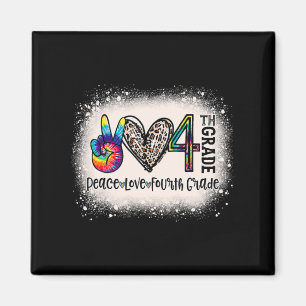 Imán Peace Love Teacher de cuarto grado Chicas de vuelt