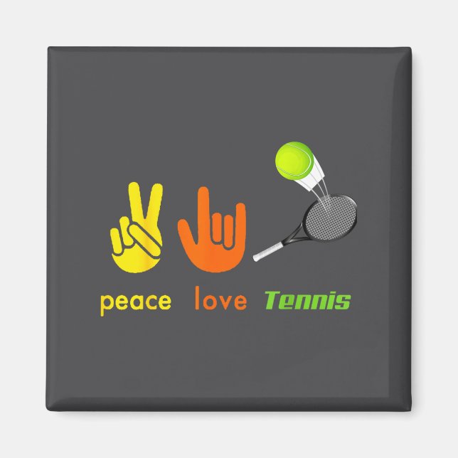 Imán Peace Love Tennis Funny Tennis Lovers Hand Sign De (Frente)