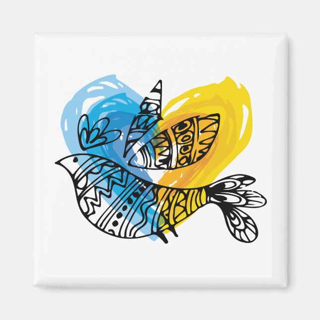 Imán Peace Love Ukraine Nightingale Mug (Frente)