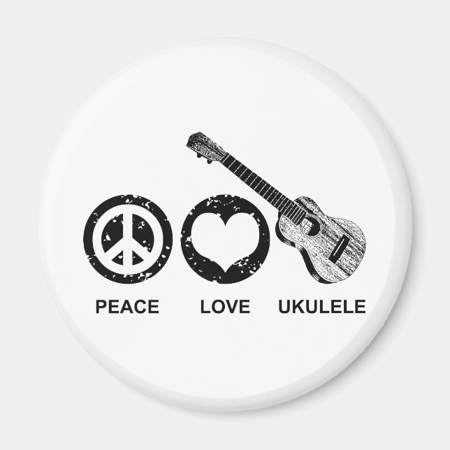 Imán Peace Love Ukulele (Frente)