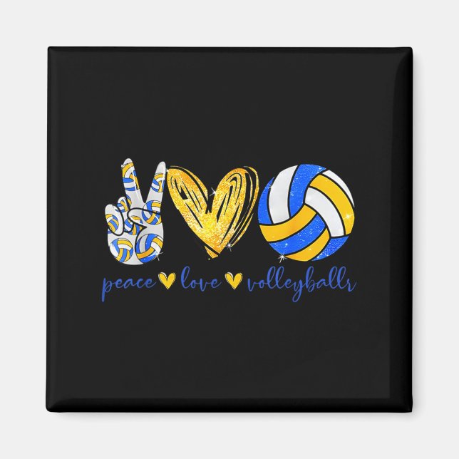 Imán Peace Love Volleyball Retro Art Volleyball Player  (Frente)