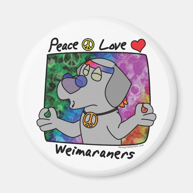 Imán Peace Love Weimaraner (Frente)