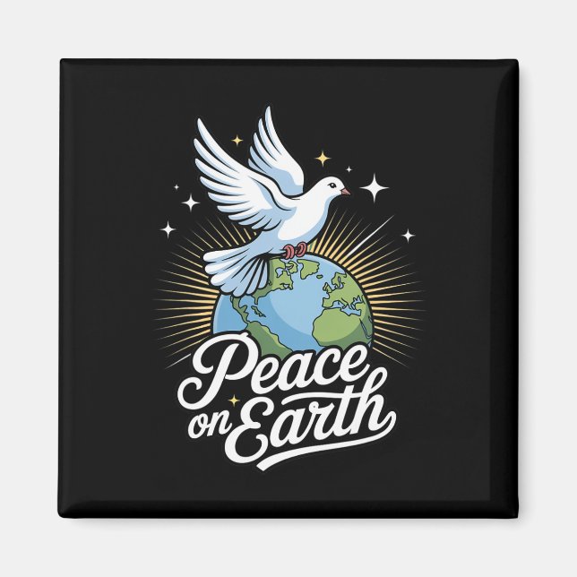 Imán Peace On Earth Dove And Globe Faith Christmas  (Frente)
