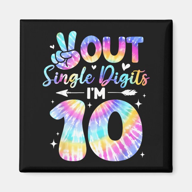 Imán Peace Sign Double Digits 10th Birthday For Girls B (Frente)