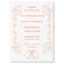 Peach Bells Scrollwork Wedding Guardar La Fecha