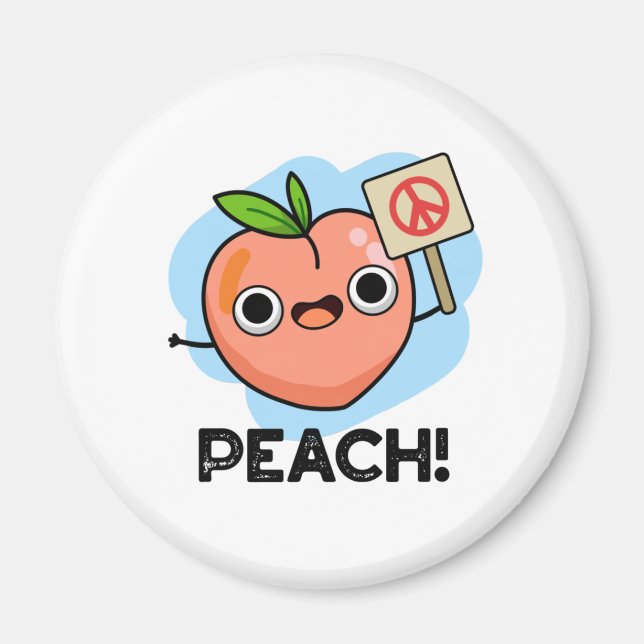 Imán Peach Funny Peace Fruit Pun (Frente)