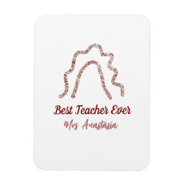 Imán Peach marron glitter rainbow teacher appreciation