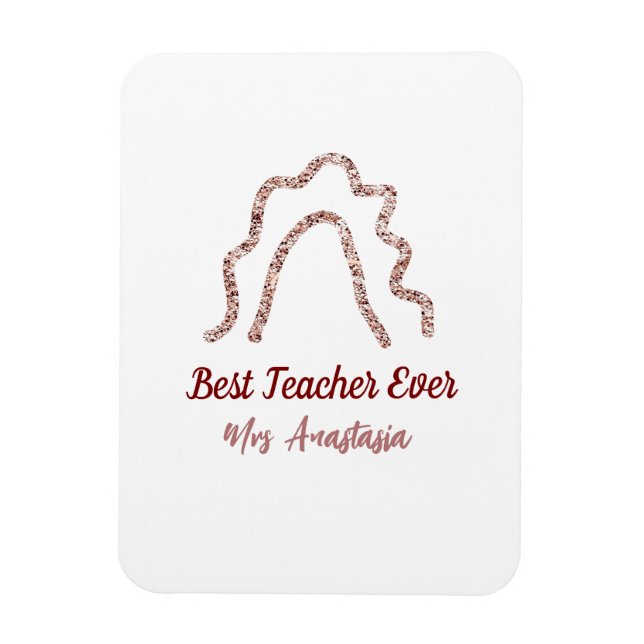 Imán Peach marron glitter rainbow teacher appreciation  (Vertical)