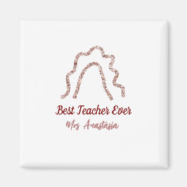 Imán Peach marron glitter rainbow teacher appreciation