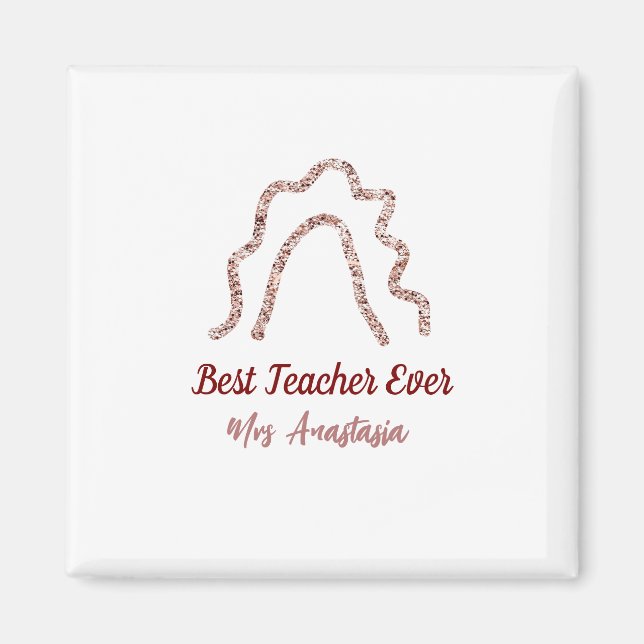 Imán Peach marron glitter rainbow teacher appreciation  (Frente)