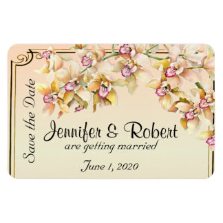 Imán Peach Orchid Watercolor Posh Wedding Save the Date