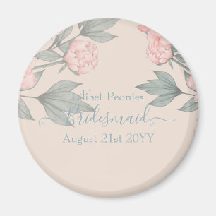 Imán Peach Peonies Sage Floral Budget Boda