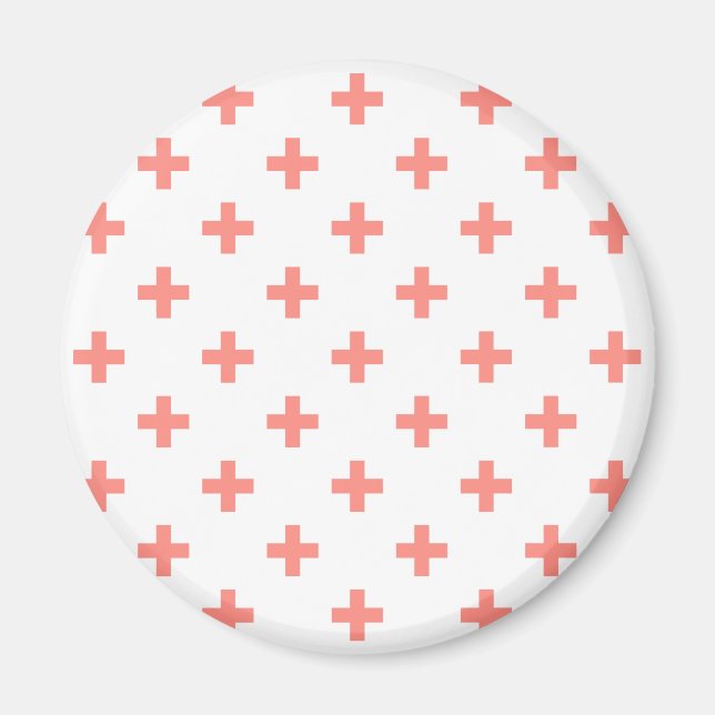 Imán Peach polka cruza sobre blanco (Frente)