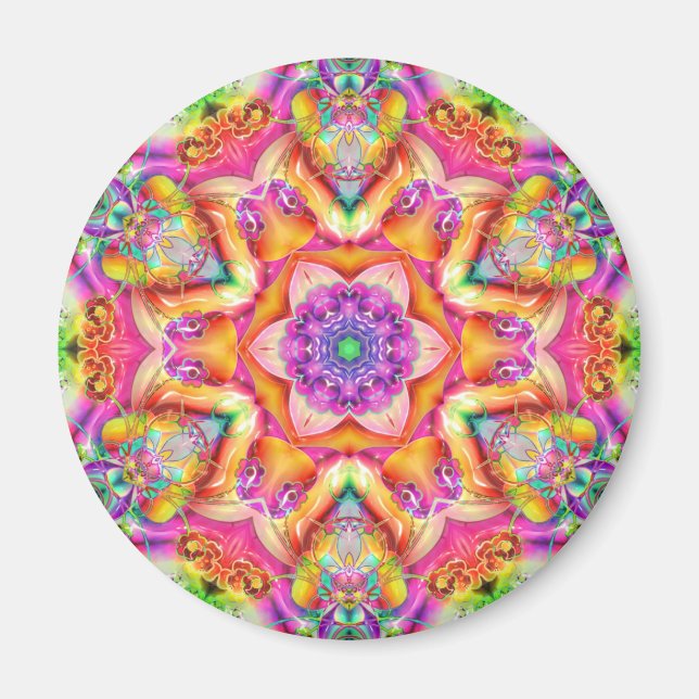 Imán Peach Punch Kaleidoscope Mandala (Frente)
