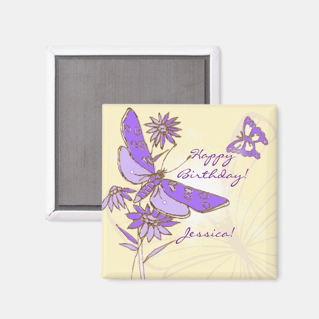 Imán Peach Purple Butterfly (Anverso/Reverso)