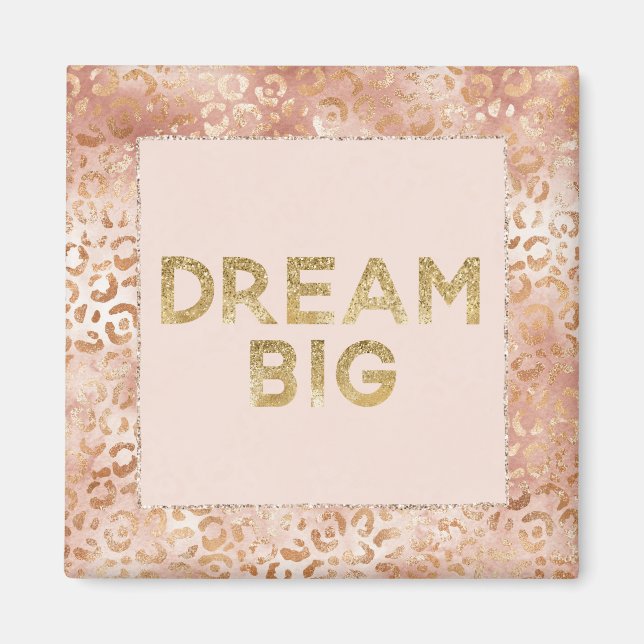 Imán Peach Rosa White Leopard Print Gold Dream (Frente)