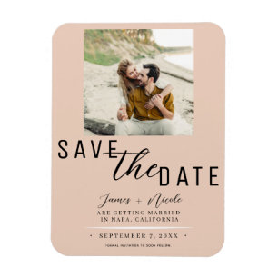 Imán Peach Save the Date Photo Boda