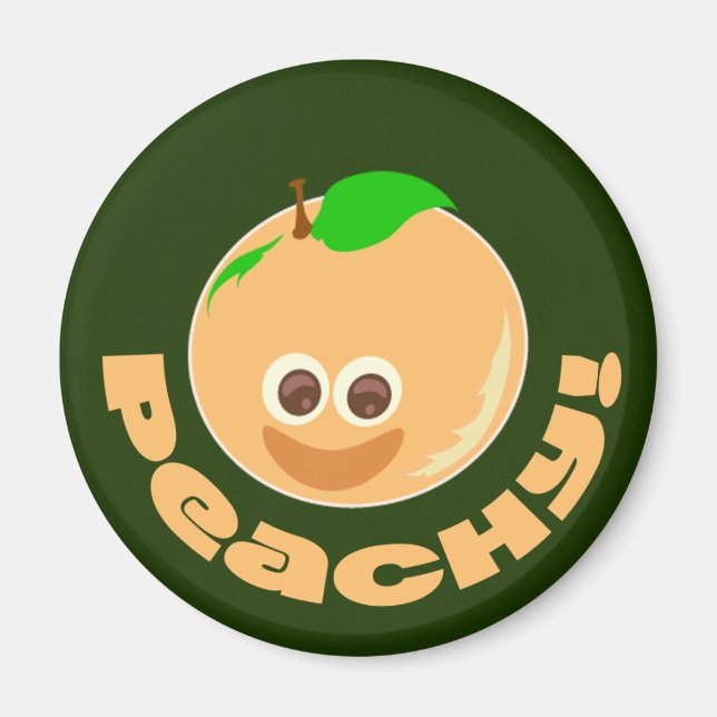 Imán Peachy Fruity Happy Personalizado tiempo de arte (Frente)